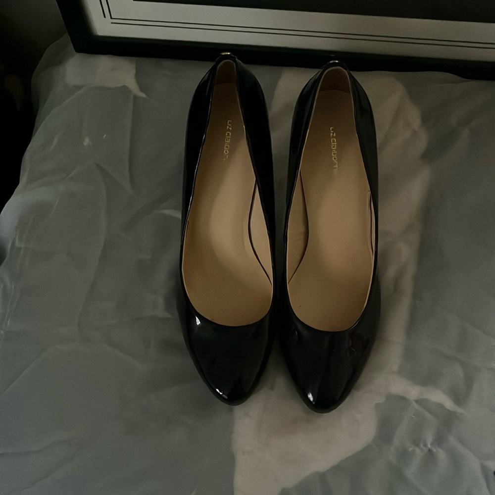 Liz Clayborn size 10 patent leather, high heel shoes.